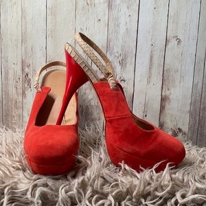 L.A.M.B red sling back heels